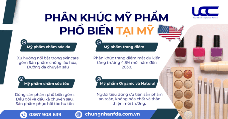 Phân khúc mỹ phẩm phổ biến tại thị trường mỹ phẩm Mỹ