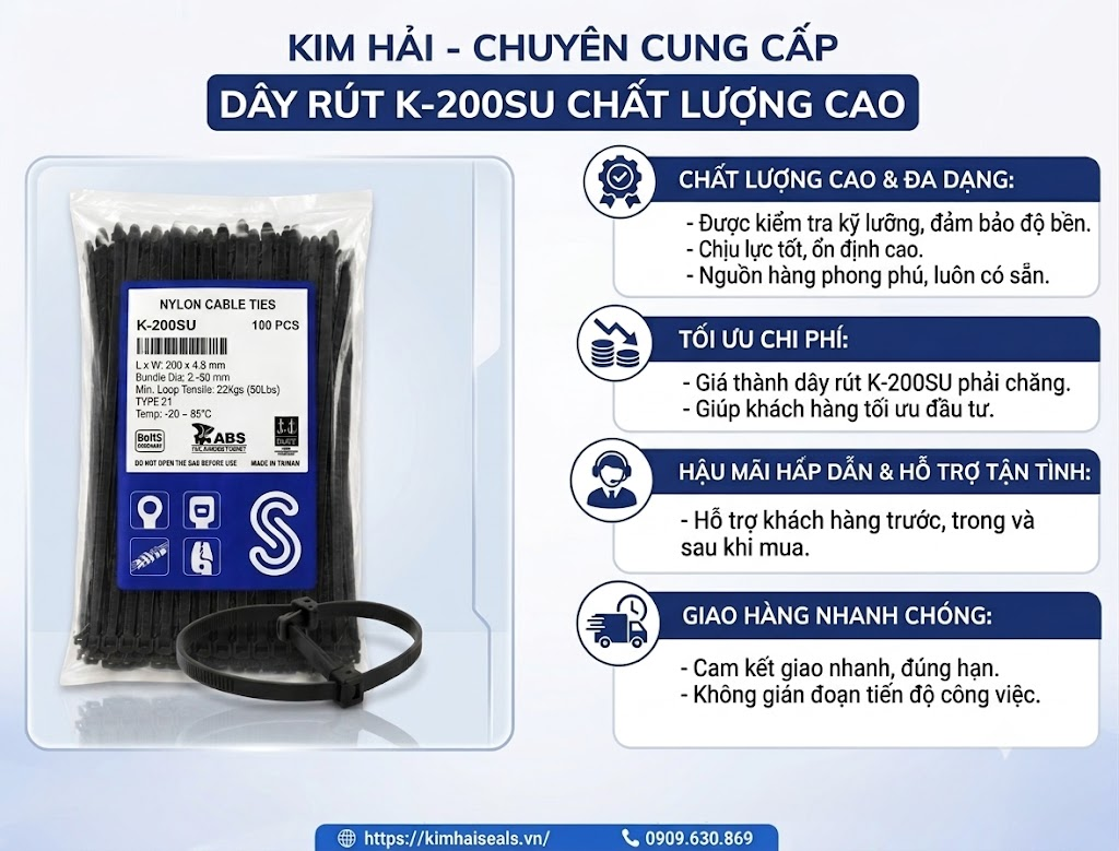 Kim Hải - Đơn vị chuyên cung cấp dây rút K-200SU chất lượng cao