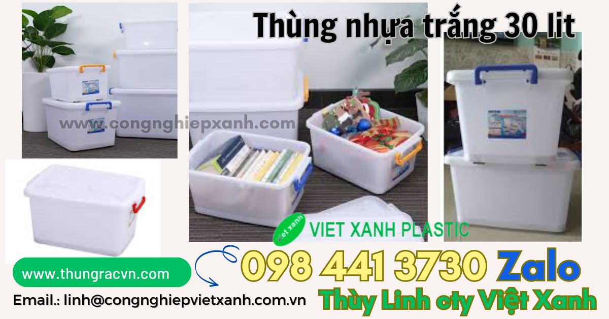 Thùng nhựa trắng 30 lít