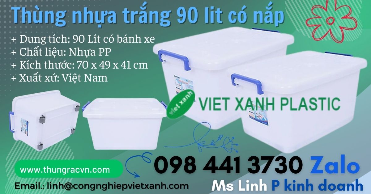 Thùng nhựa trắng 90 lít - 120 lít - 140 lít