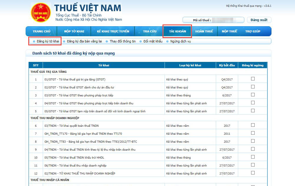 Tiến hành đăng nhập hệ thống HTKK