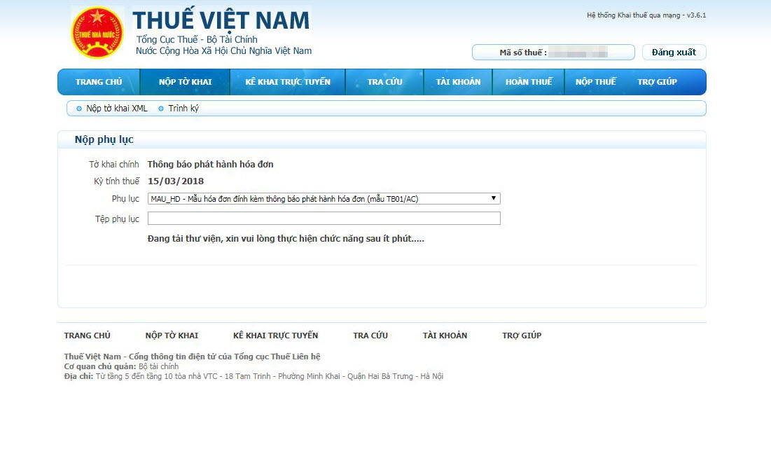 Nộp tờ khai XML