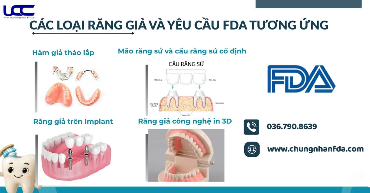 Các loại răng giả và yêu cầu FDA tương ứng