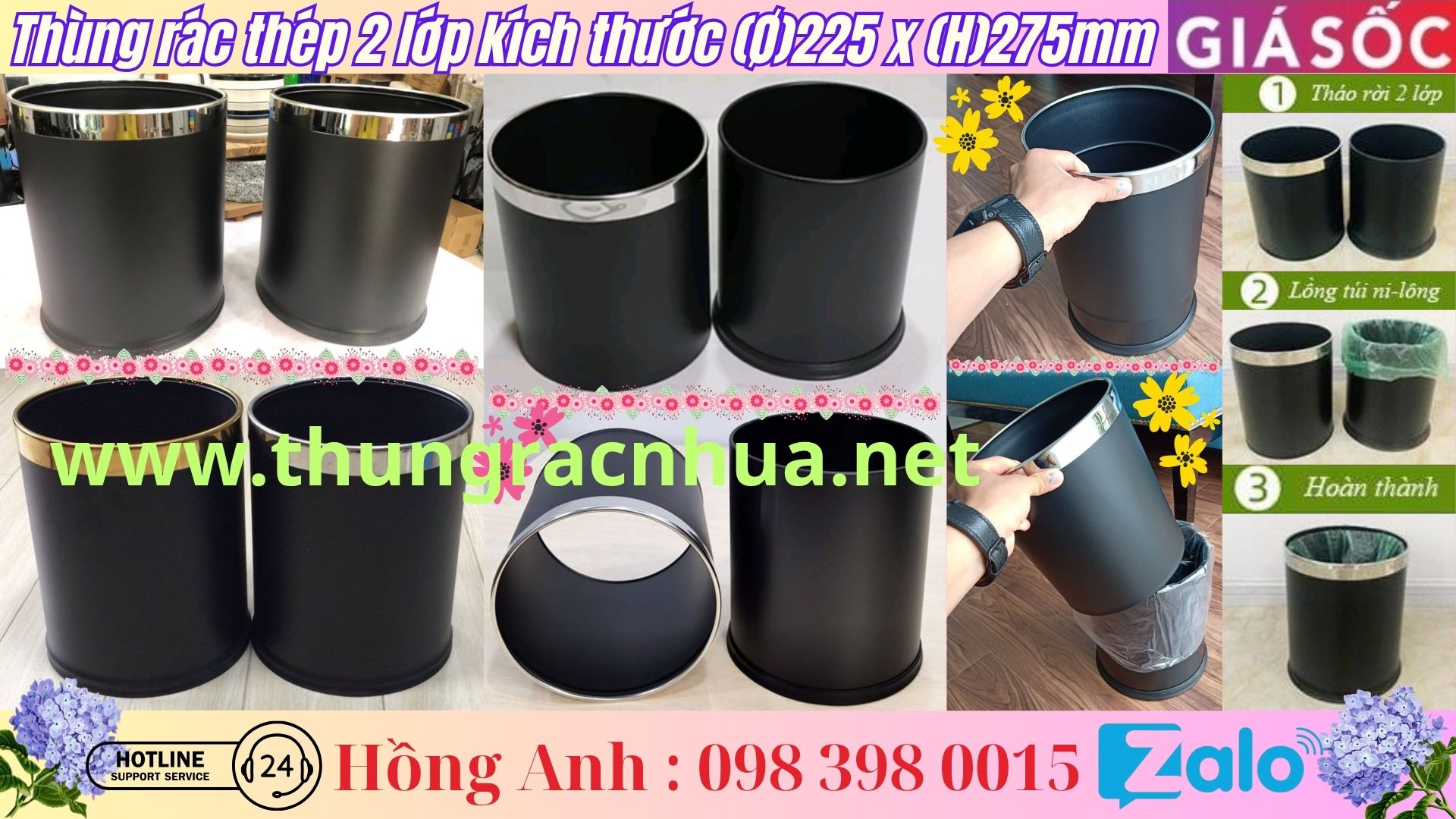 Thùng rác thép 2 lớp