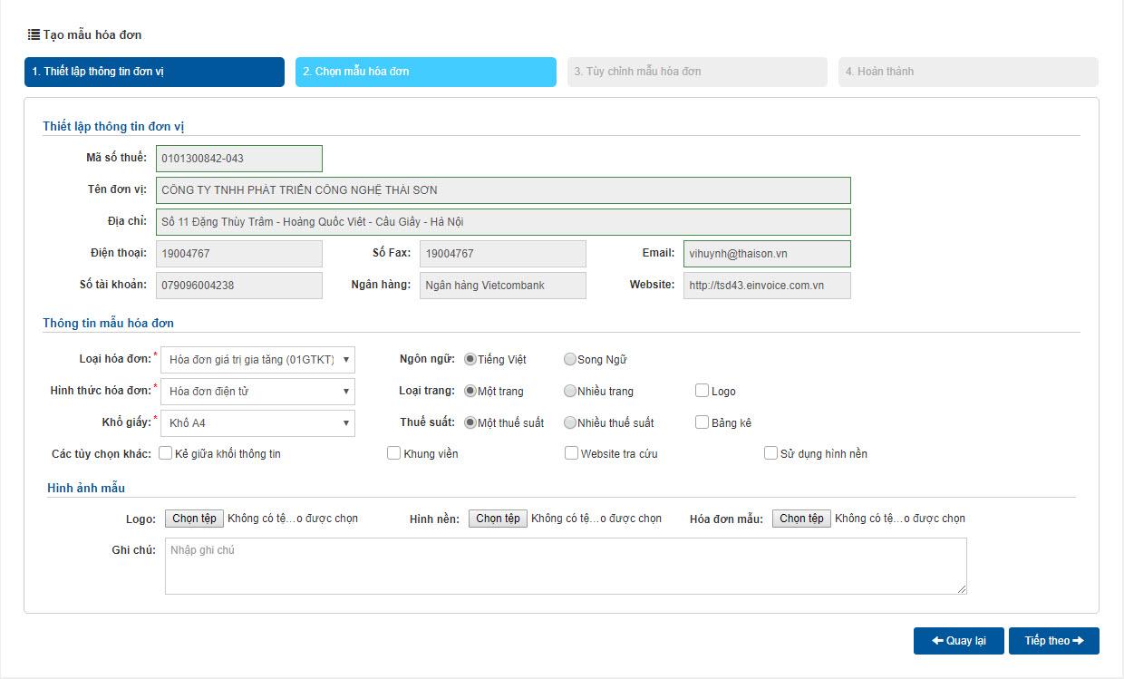 DN cần nhập đầy đủ thông tin cần thiết được đánh dấu (*)
