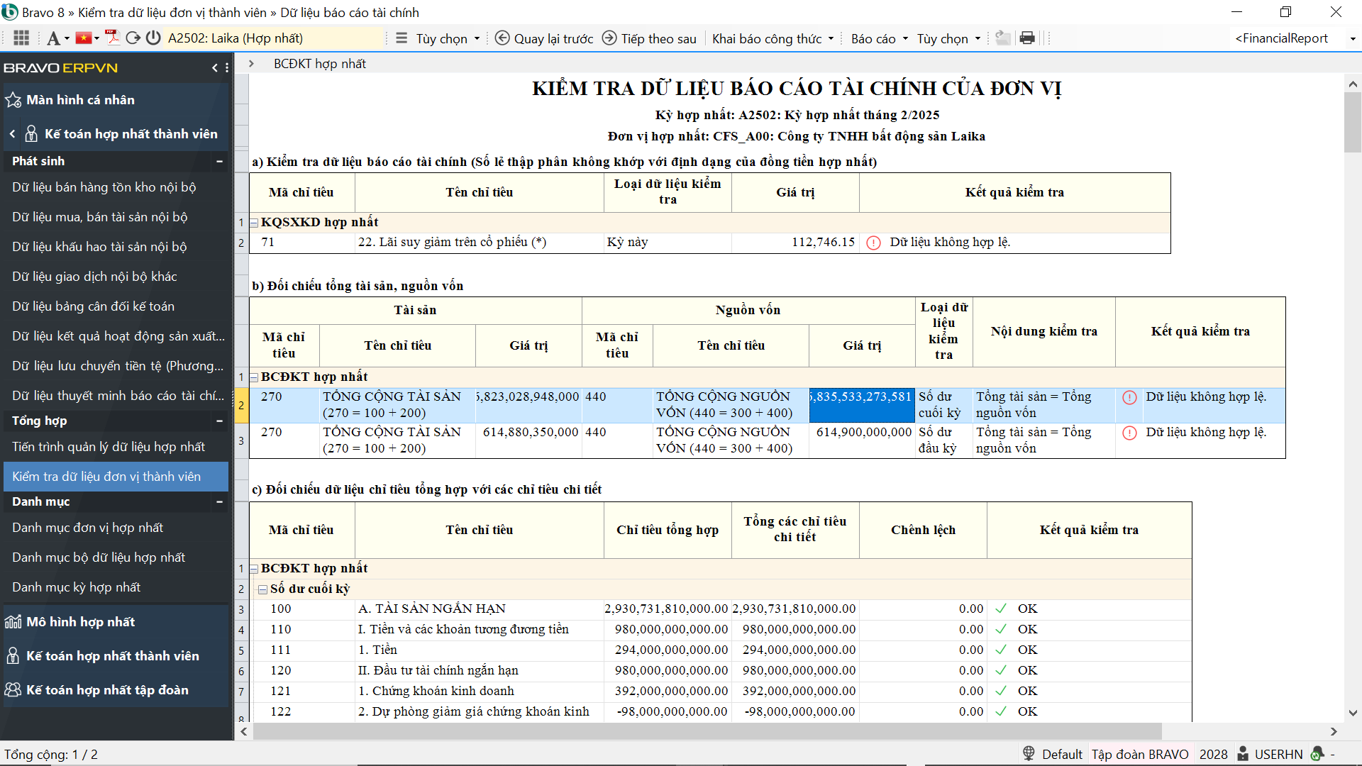 Hợp nhất dữ liệu CFS