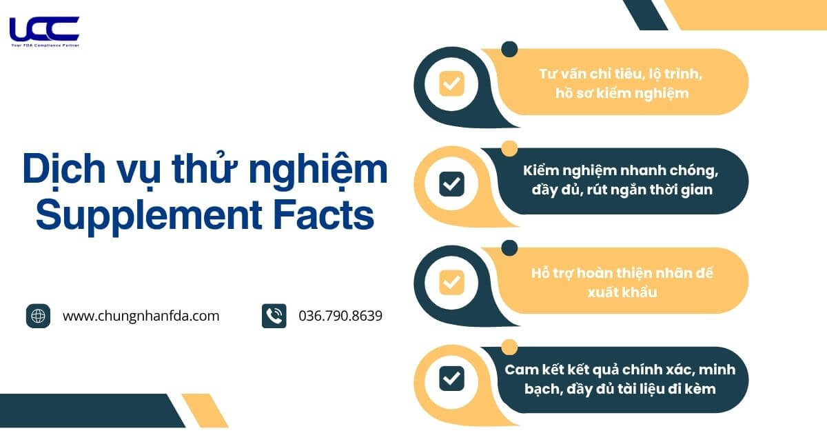 Cam kết của UCC Việt Nam về dịch vụ thử nghiệm Supplement Facts