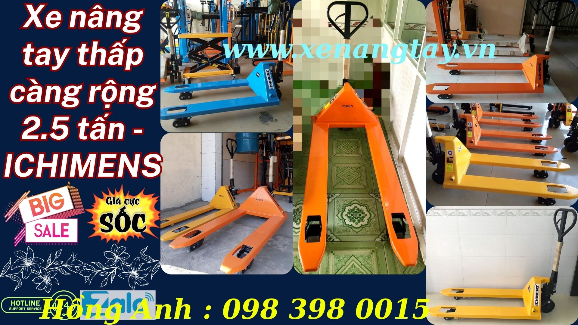 Xe nâng tay thấp cằn rộng 2.5 tấn