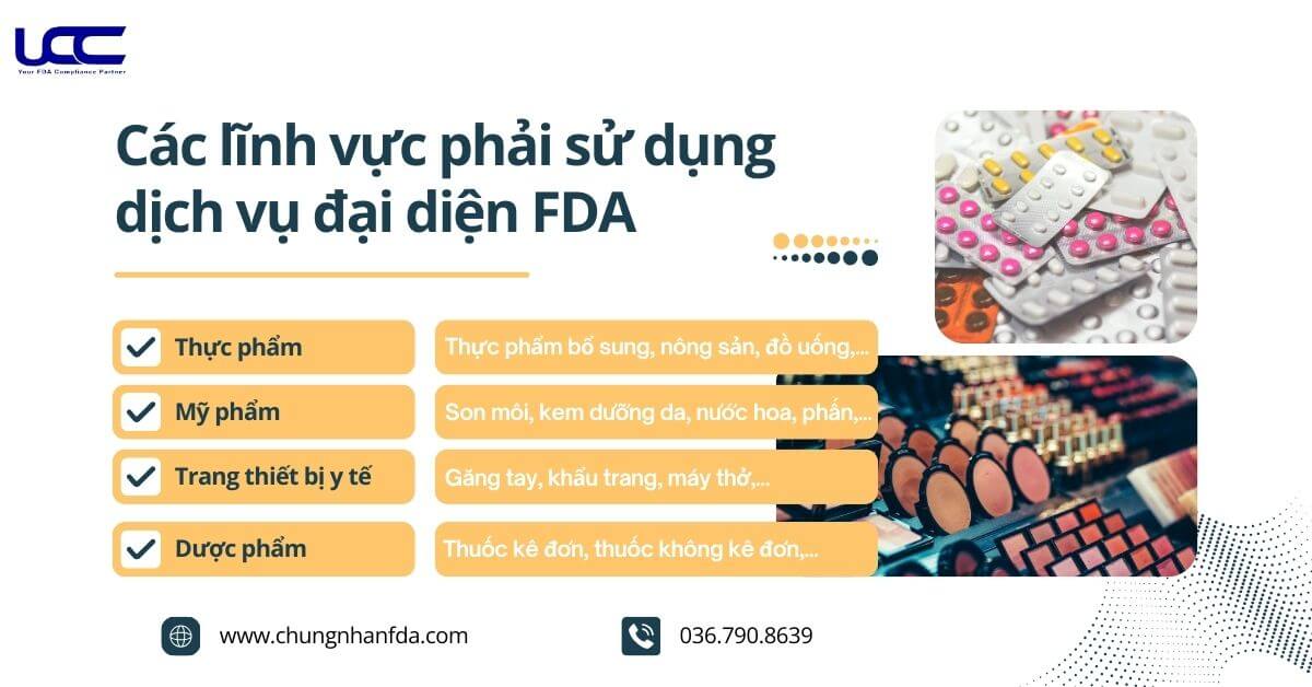 Các lĩnh vực cần đến dịch vụ Đại diện FDA